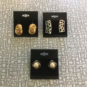 Three Pairs Vintage Pierced Earrings
